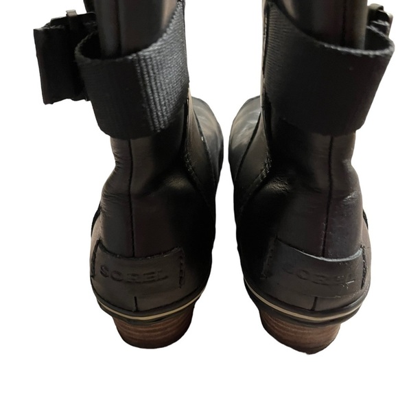 SOREL Black Leather Slimpack Slimboot Waterproof Pull On Boots - Picture 4 of 8
